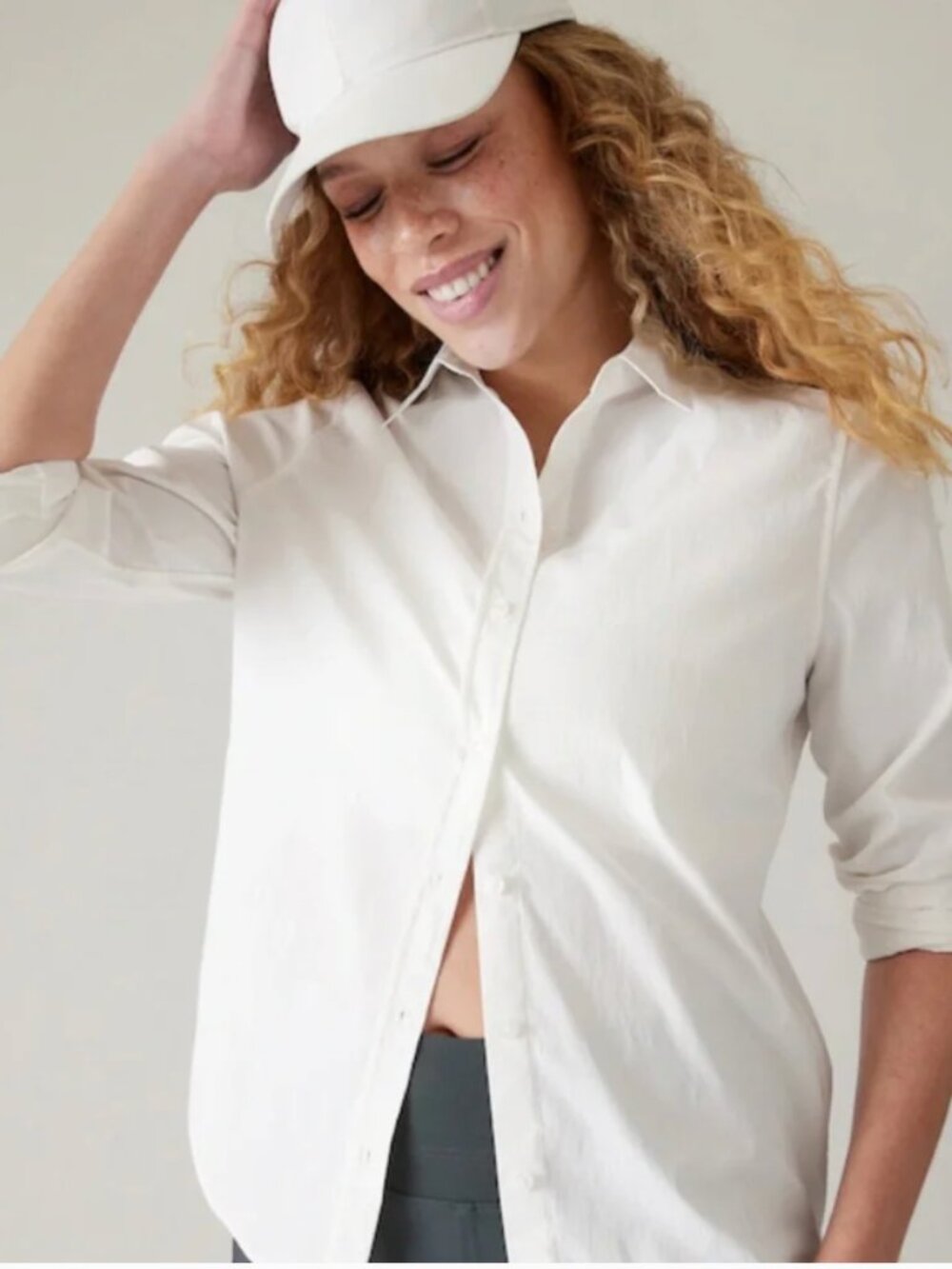 ATHLETA Midtown II Shirt White Button Down Large - Picture 3 of 10